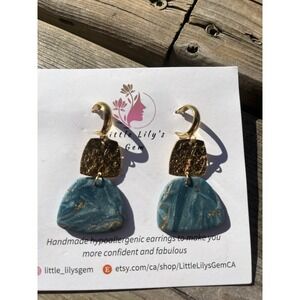 Handmade  Green Polymer Clay   Earrings